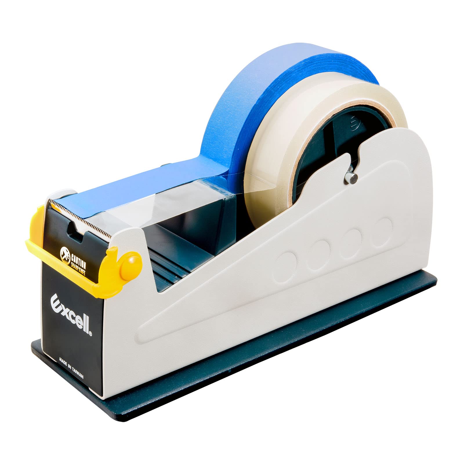 Heavy Duty Steel Tape Dispenser with Safety Blade Cover - 2 Inch Wide for Office, Home, Warehouse & Retail - Durable Desk Top Dispenser for Packing, Shipping, Wrapping & Crafts