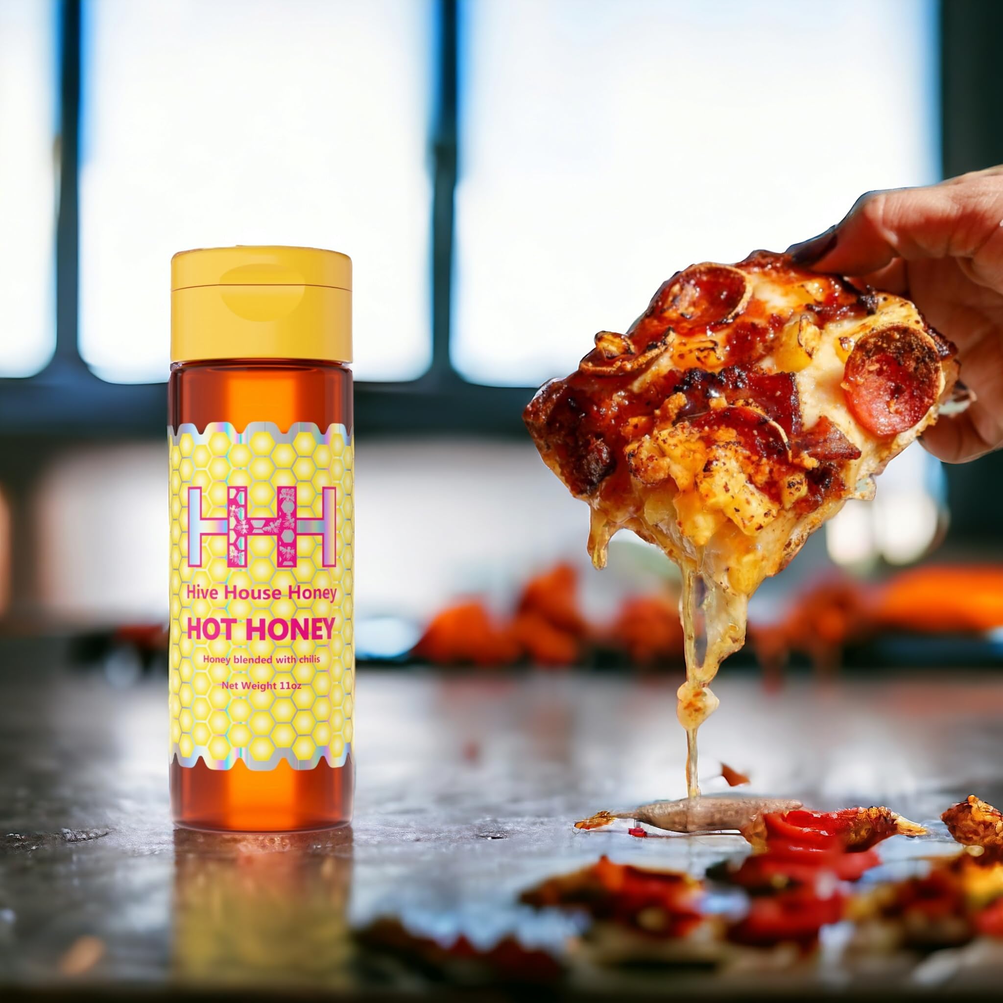 Hive House Hot Honey - Spicy Infused Raw Honey for Cooking, Glazes & Cocktails - Perfect for BBQ, Wings, Pizza & Cocktail Mixing