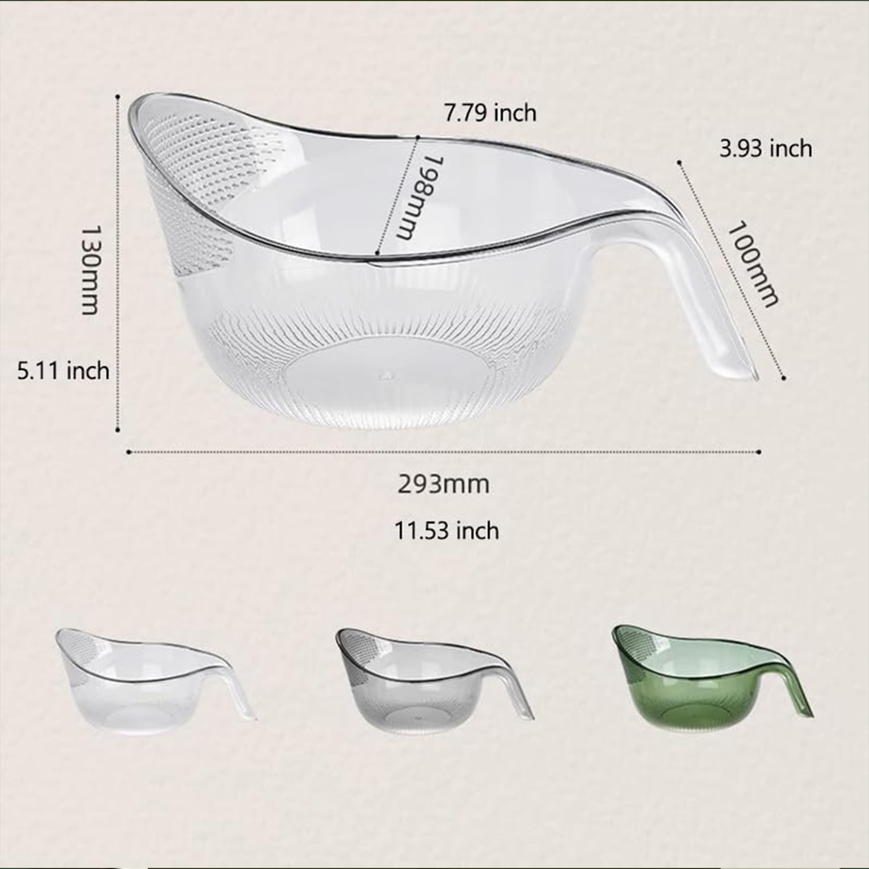 Premium Multifunctional Rice Strainer Bowl with Side Drainers - Durable Rice Washing Basket & Fruit/Vegetable Colander - Perfect for Washing Rice, Cleaning Fruits, and Draining Pasta (White) - Ideal for Kitchen, Camping, and Meal Prep