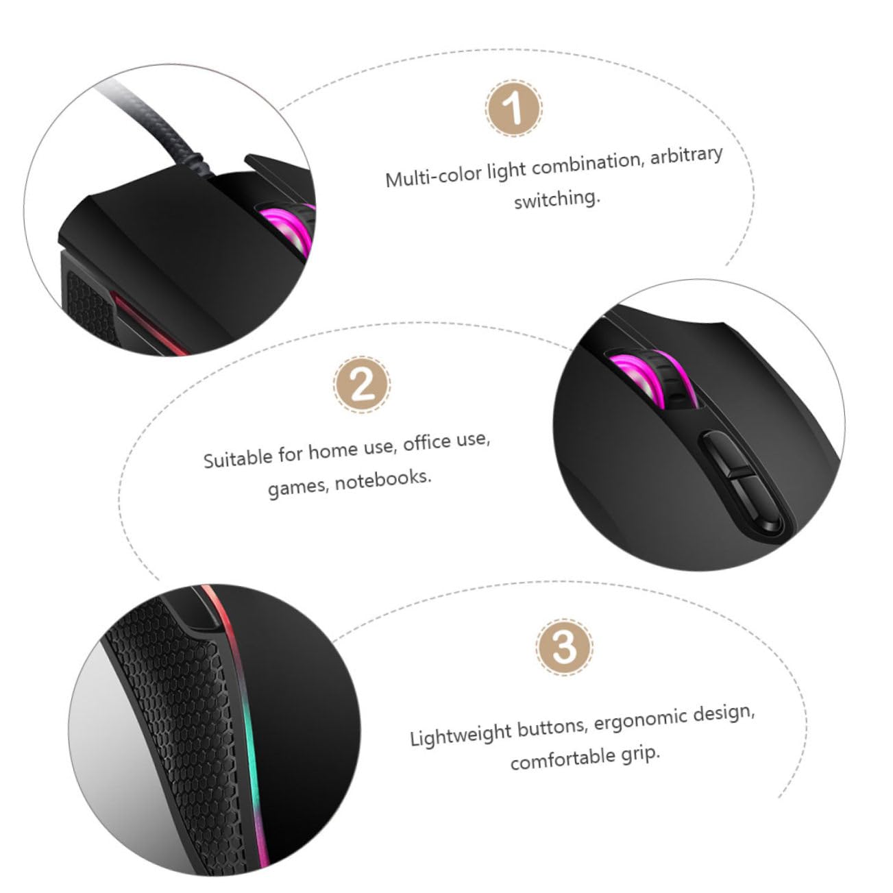 EVGOOGYY 1-Piece Wired Computer Mouse - Ergonomic Plastic Design for PC, Laptop, Office & Gaming Use - A869 Model (Black) - Perfect for Work, Study & Home Computing