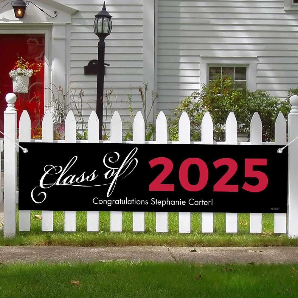 Personalized Graduation Banner for Class of 2025 - 5ft Red Party Decorations - Perfect for Graduation Ceremonies, Parties & School Celebrations