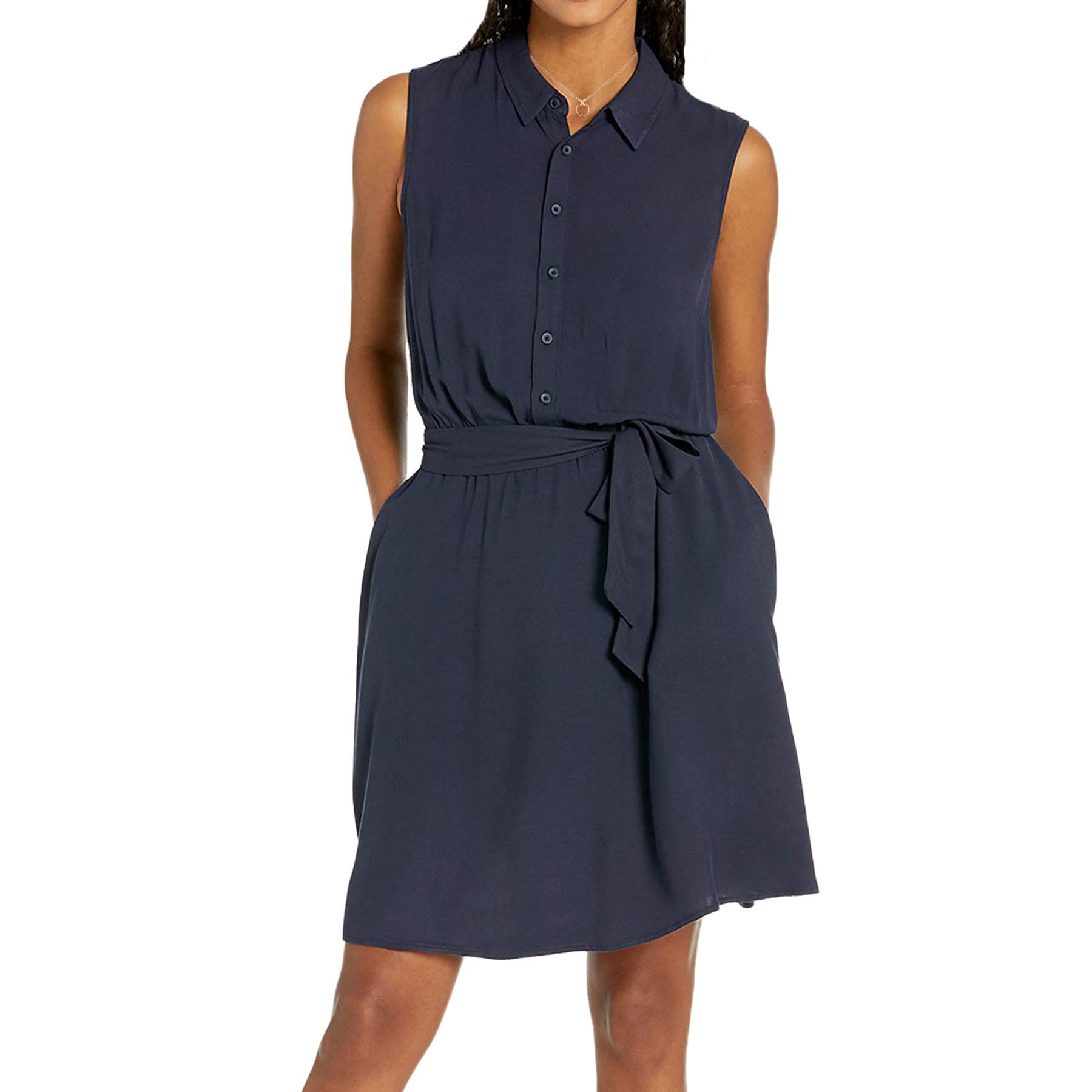 WERLIKE Women's Summer Sleeveless Button Down Shirt Dress with Pockets - Casual Office Wear & Beach Vacation Outfit