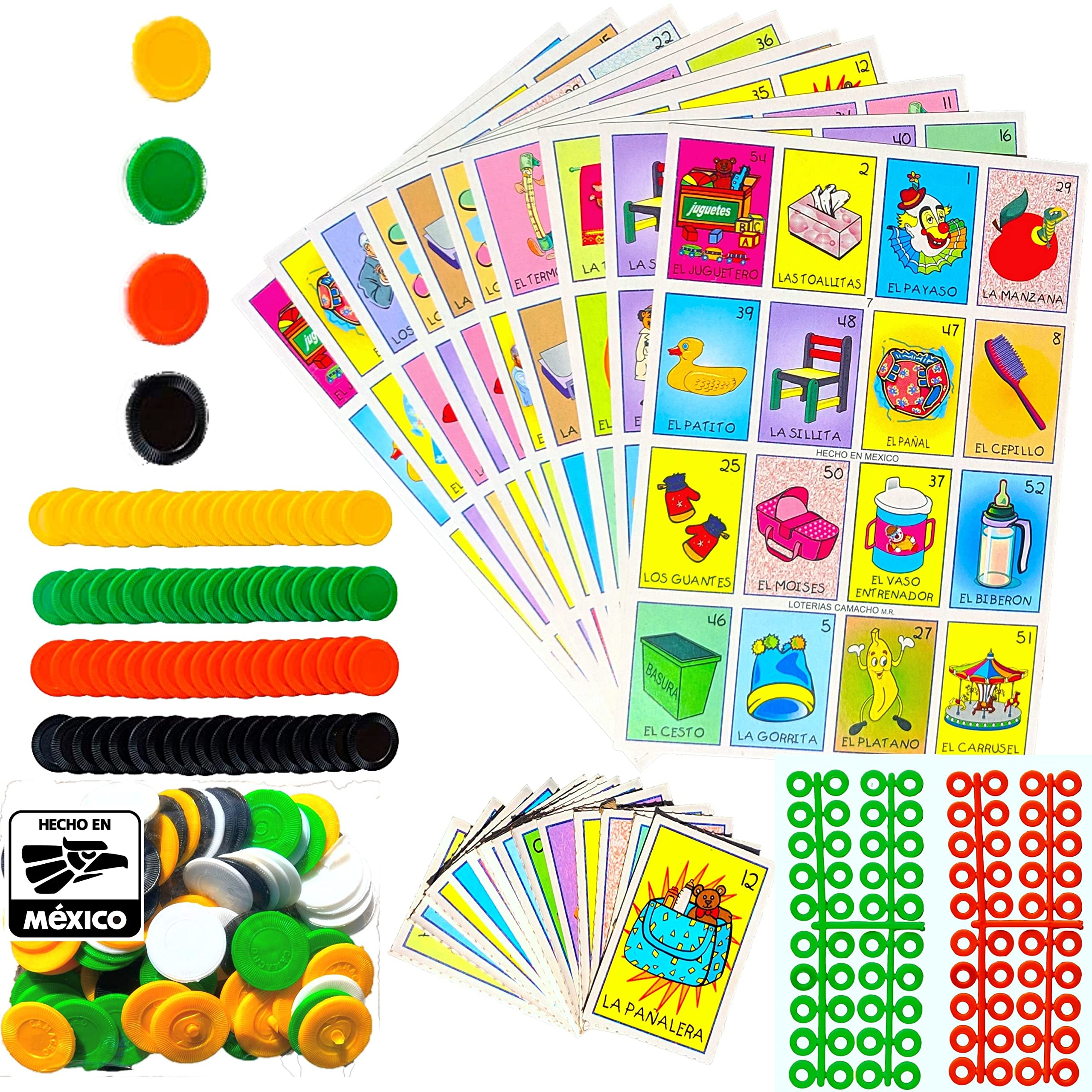 Spanish Baby Shower Bingo Game Set with 100 Chips - Fun Educational Game for Fiesta Celebrations & Spanish Learning - Perfect for Gender Reveals, Bridal Showers & Birthday Parties