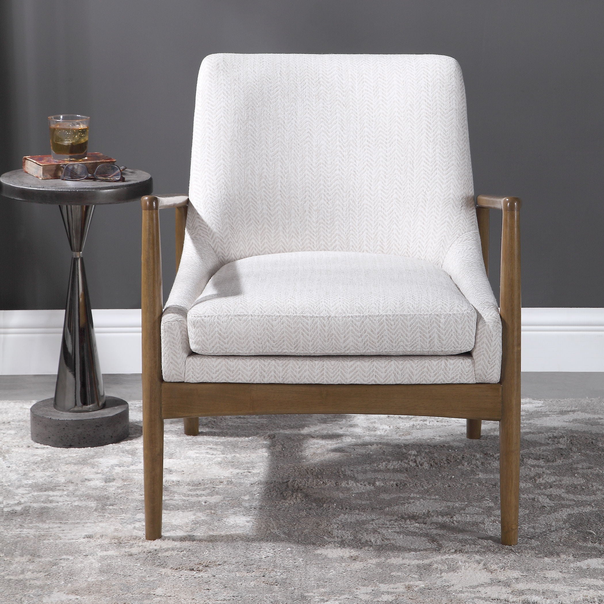 White Bev Accent Chair - Modern Upholstered Lounge Chair for Living Room, Bedroom, or Office - Perfect for Reading, Relaxing, and Adding Stylish Seating