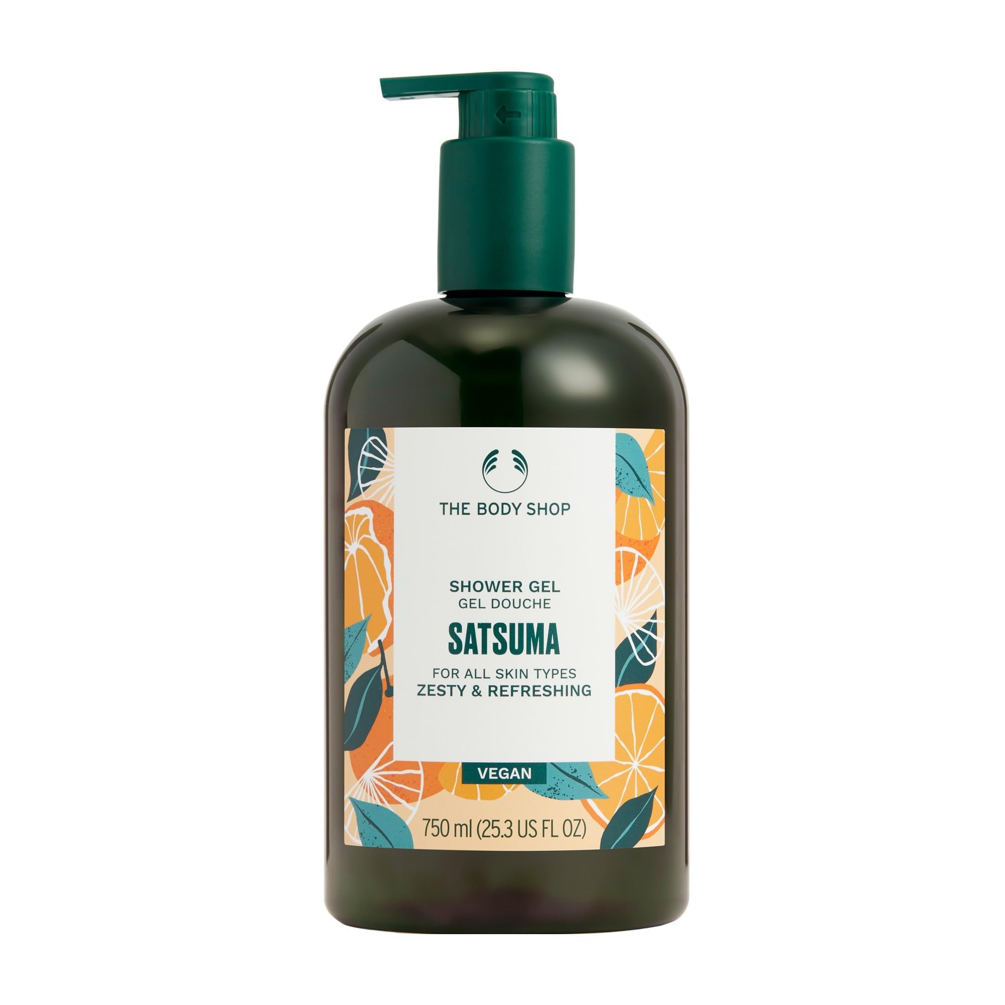The Body Shop Satsuma Shower Gel - 25.3 Fl Oz (750ml) Refreshing Citrus Body Wash for Dry Skin - Perfect for Morning Shower & Spa Day at Home