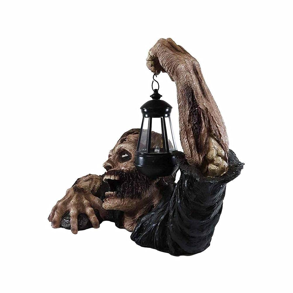 Solar Powered LED Zombie Garden Statue - Halloween Graveyard & Patio Decor, Resin Outdoor Lawn Yard Decoration for Halloween Party, Haunted House, and Spooky Holiday Gift