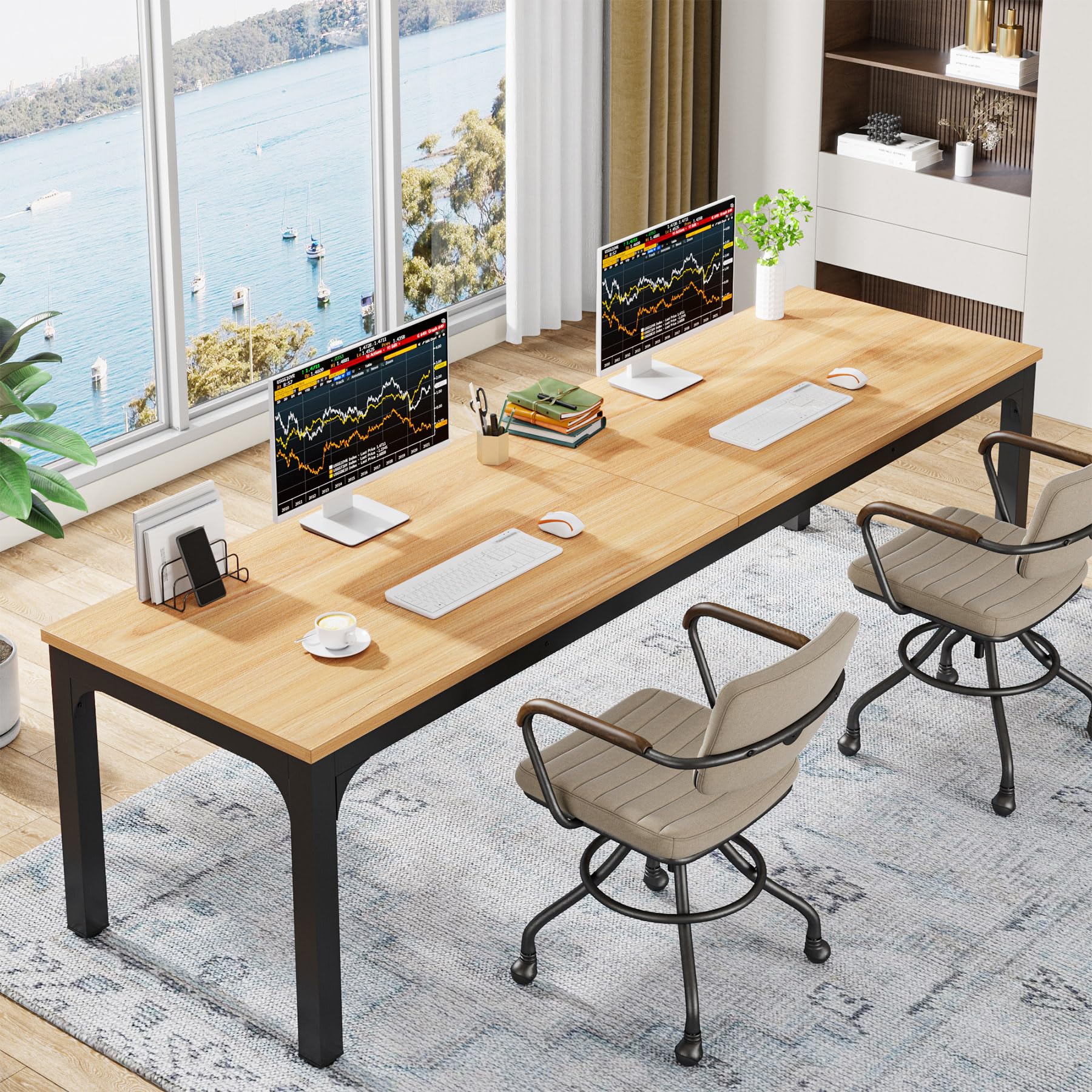 Tribesigns 78.7 Inches Extra Long Computer Desk for 2 Person - Double Wide Home Office Workstation with Spacious Surface for Laptops, Monitors & Office Supplies | Perfect for Shared Workspaces, Gaming Setups & Remote Work