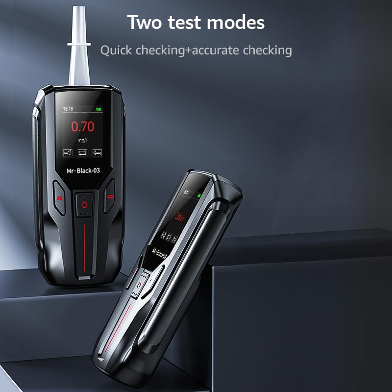 Professional Breathalyzer - Portable Alcohol Tester with LCD Display, Accurate BAC Measurement for Personal & Workplace Use - Ideal for Home Safety, Party Monitoring, and Law Enforcement Scenarios