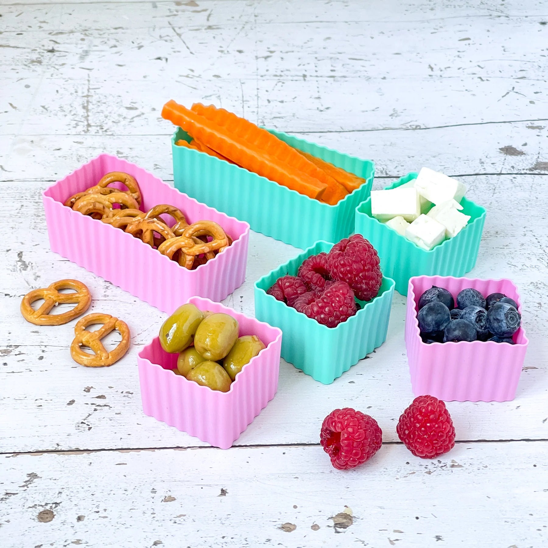 Yumbox Mini Silicone Bento Cups - 6 Pack Reusable Food Containers for Kids Lunch Box, Meal Prep & Snack Storage - BPA-Free Leakproof Silicone Dividers for School, Office & Picnic