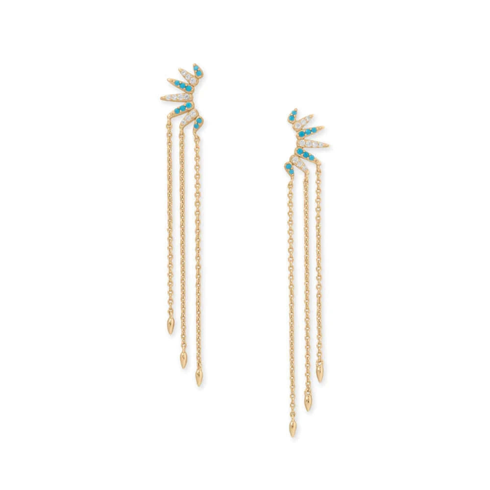14K Gold Plated Turquoise Drop Earrings for Women - Boho Chic Dangle Earrings | Perfect for Parties, Weddings & Everyday Wear - M H W ACCESSORIES