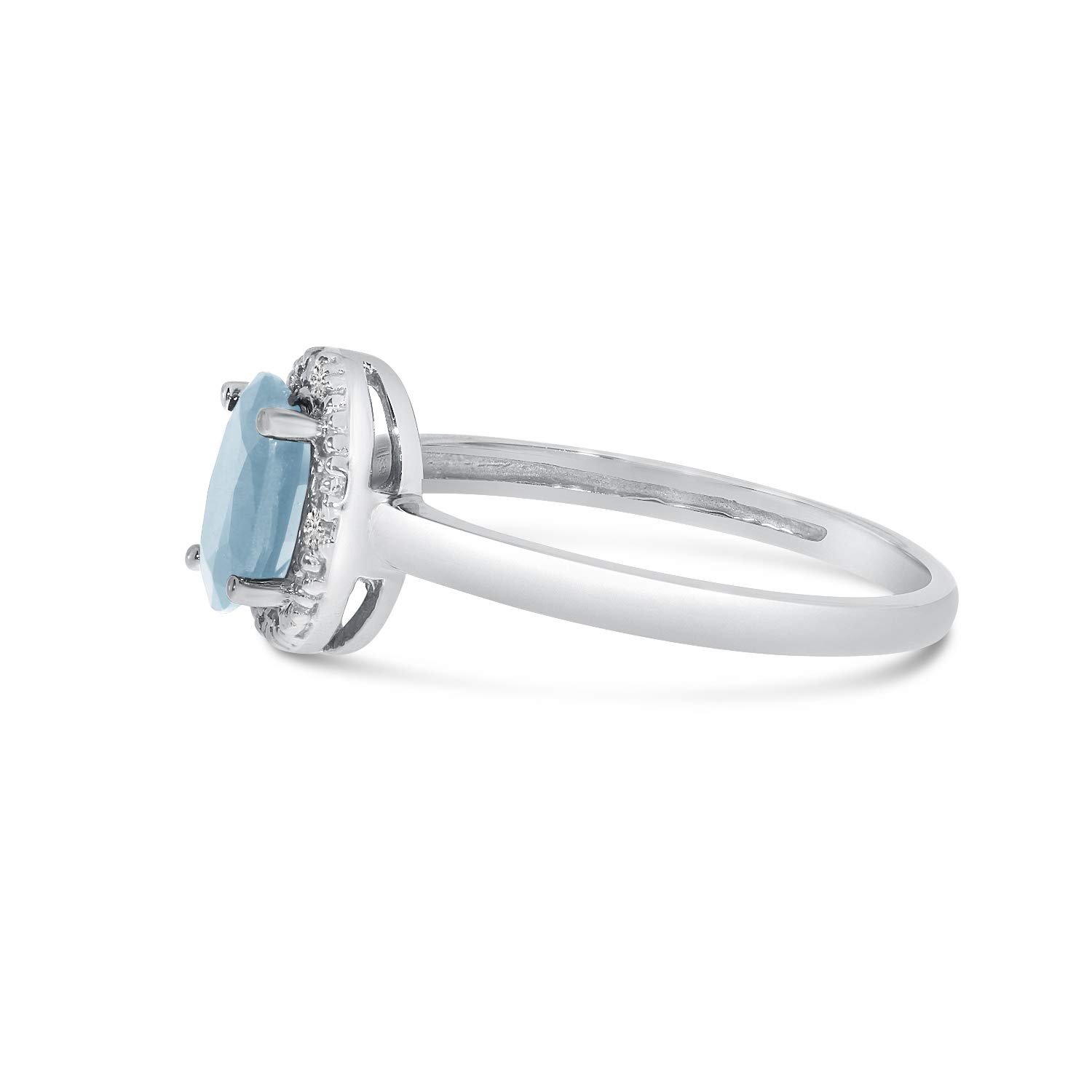 10K White Gold Oval Aquamarine and Diamond Engagement Ring for Women - Elegant Wedding, Anniversary, or Promise Jewelry Gift