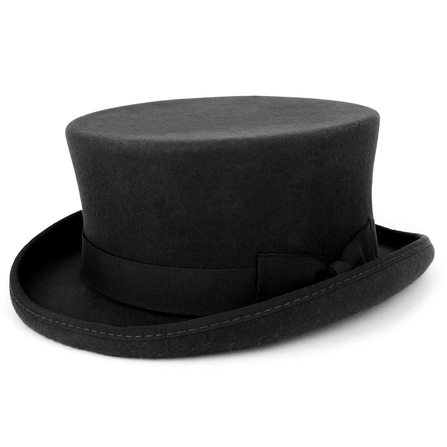 Men's 100% Wool Felt Classic Top Hat with Grosgrain Band - Vintage Style Formal Hat for Weddings, Cosplay & Steampunk Outfits