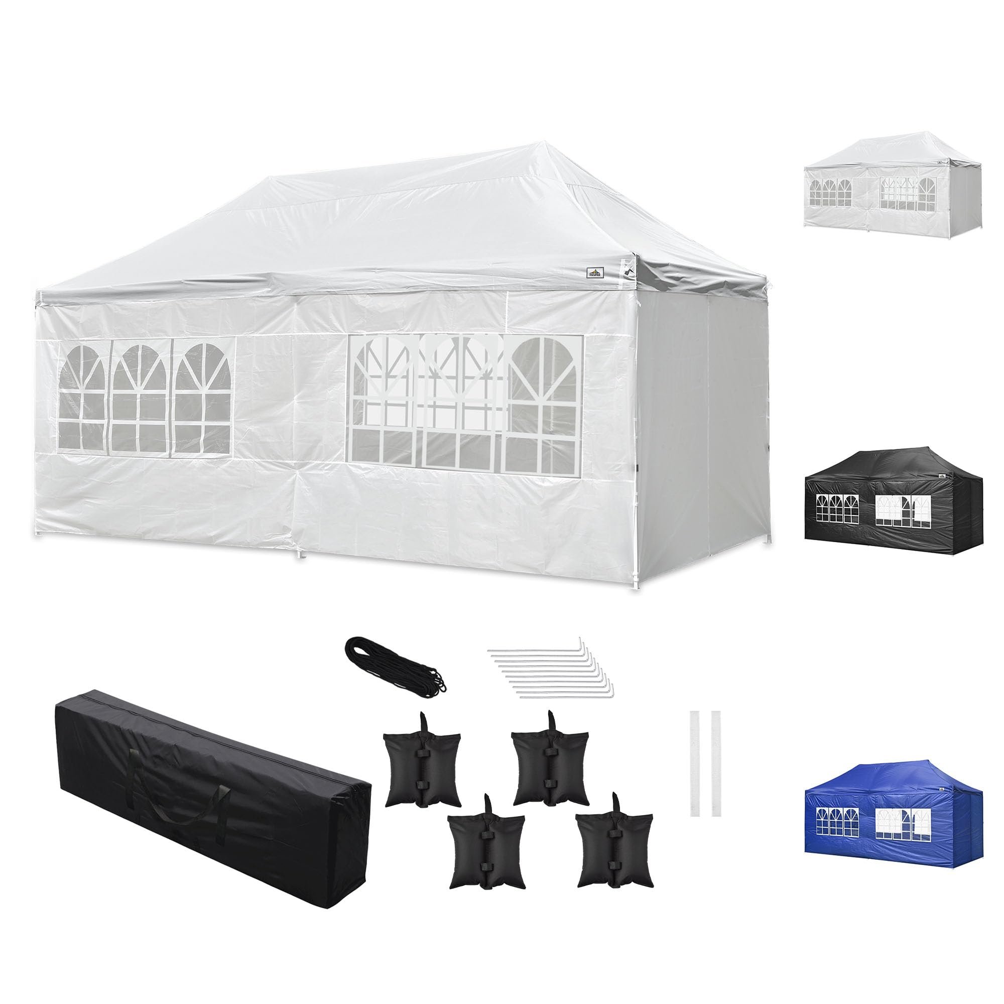 10x20 Pop Up Canopy Tent with Sidewalls - Heavy Duty Waterproof Wedding & Party Tent for Outdoor Events - Perfect for Backyard Gatherings, Festivals & Camping