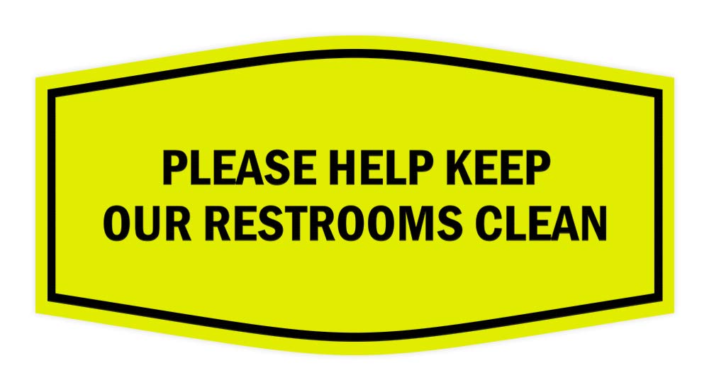 ByLITA 'Please Help Keep Our Restroom Clean' Sign - Durable Adhesive Backing for Any Surface - Weatherproof for Indoor & Outdoor Use (Yellow/Black, Medium Size) - Perfect for Restaurants, Offices, and Public Restrooms