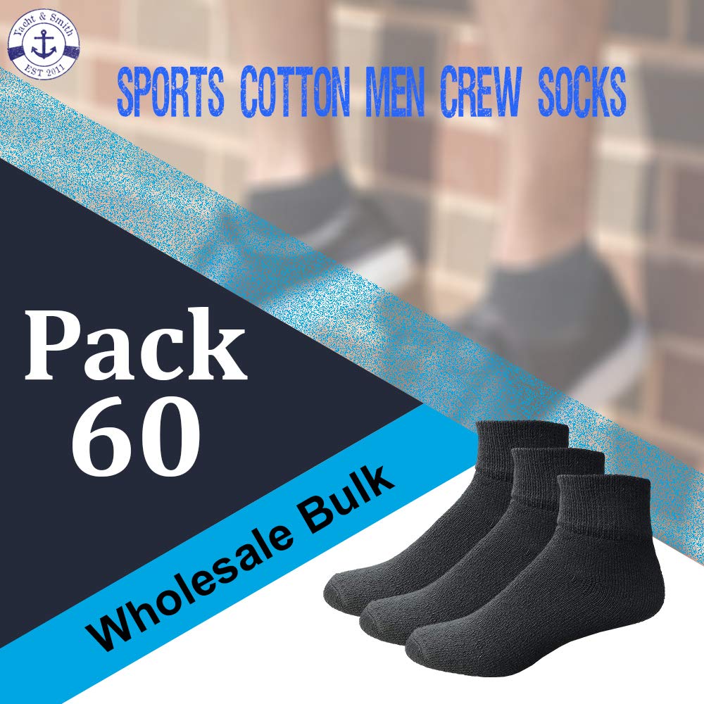 Yacht & Smith Men's Cotton Athletic Mid Ankle Socks - Bulk Pack (Size 10-13) - Perfect for Running, Gym Workouts & Casual Wear
