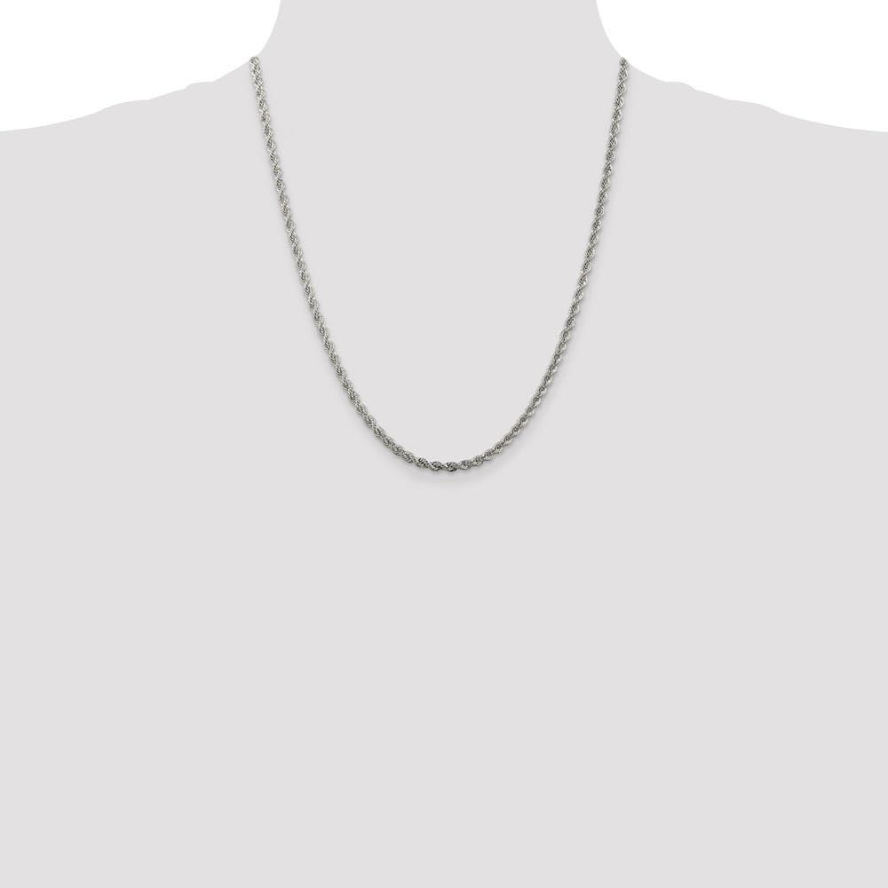 3mm Sterling Silver Solid Rope Chain Necklace for Women - Elegant Black Bow Pendant Jewelry - Perfect for Gifts, Parties, and Everyday Wear