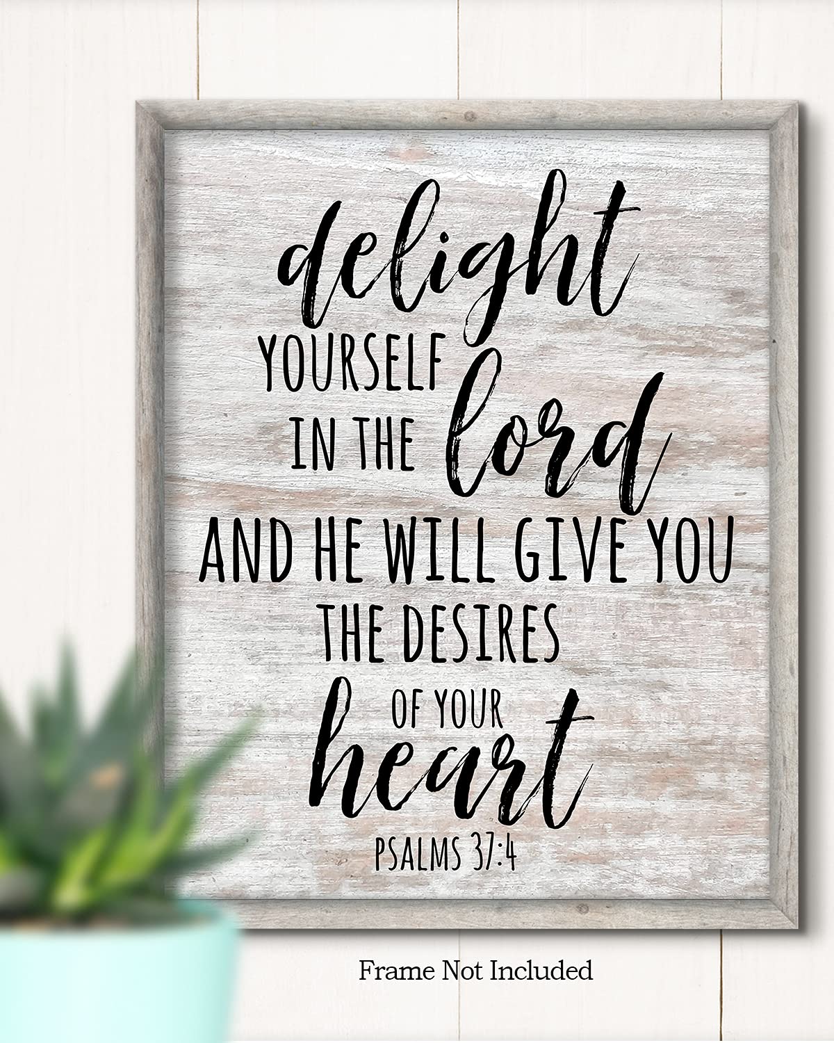 Govivo Bible Verse Wall Art - Psalm 37:4 'Delight Yourself in the Lord' - Christian Home Decor, Inspirational Farmhouse Print, Unframed 11x14 - Perfect for Living Room, Bedroom & Christmas Gifts for Women