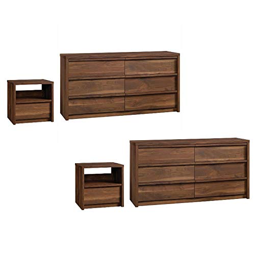 Home Square 4-Piece Bedroom Furniture Set - 2 Dressers & 2 Nightstands in Grand Walnut Finish | Complete Bedroom Decor for Master Suite, Guest Room or Apartment