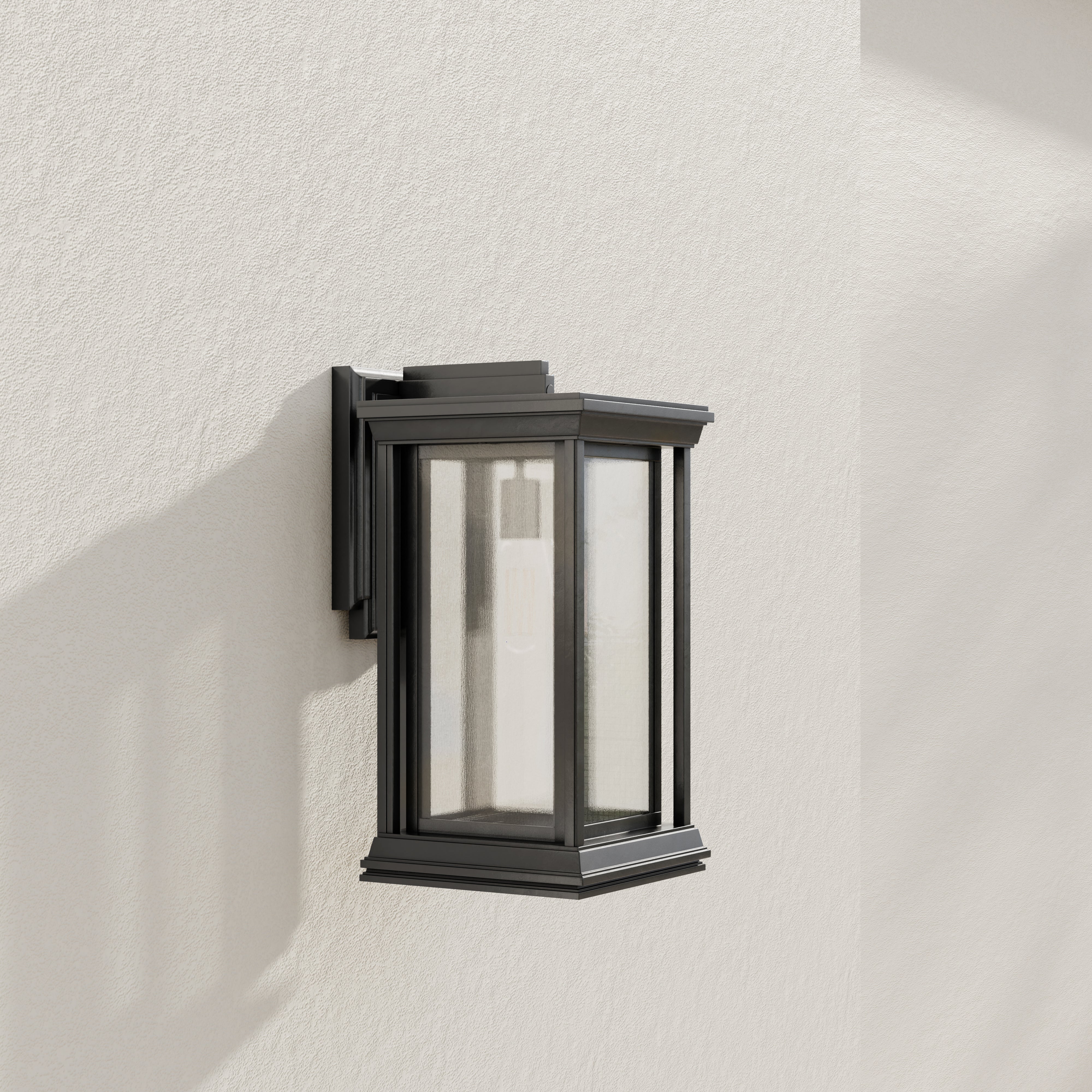 Endicott Collection One Light Medium Wall Lantern - Outdoor Lighting Fixture for Porch, Patio & Garden - Weather Resistant Black Metal Sconce with Clear Glass Shade