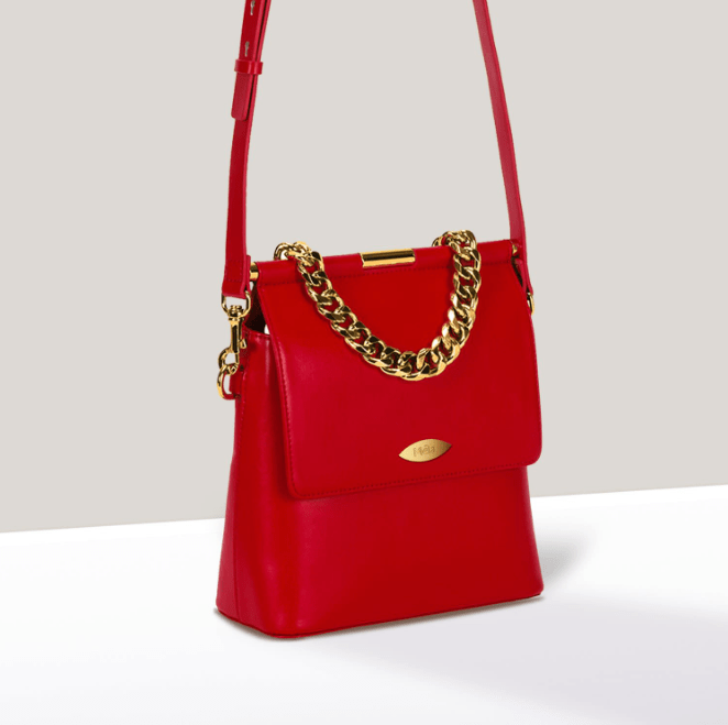 Mona Apple Leather Crossbody Bag for Women - Lipstick Red Genuine Leather Handbag | Perfect for Work, Travel & Everyday Use