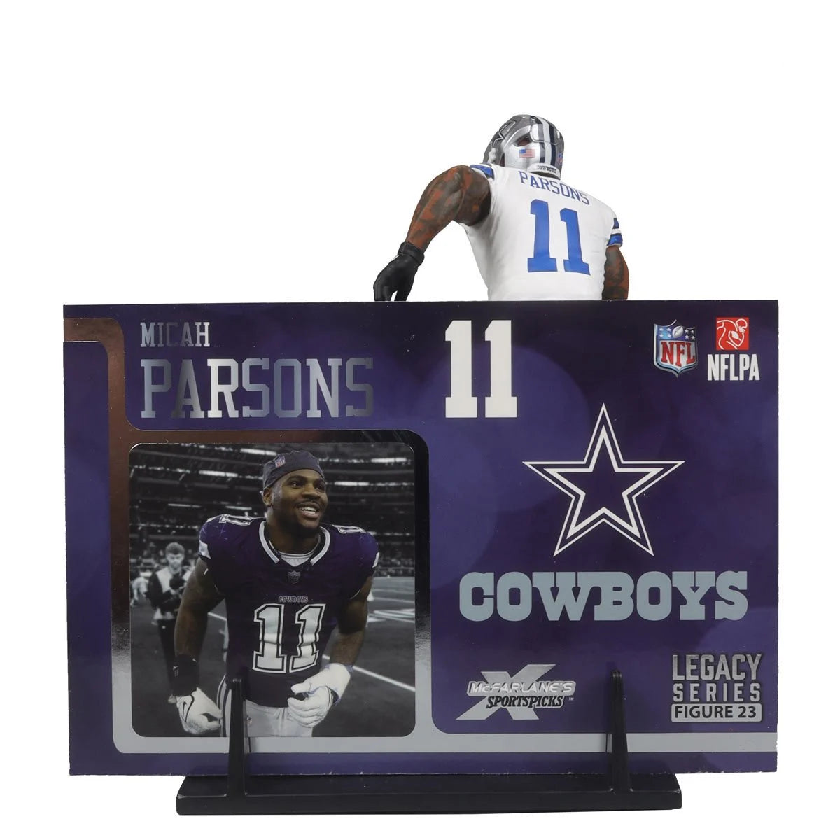 Micah Parsons Dallas Cowboys NFL White Jersey 2024 Posed Action Figure - Perfect for Game Day Decor, Sports Memorabilia Collection & Football Fan Gifts