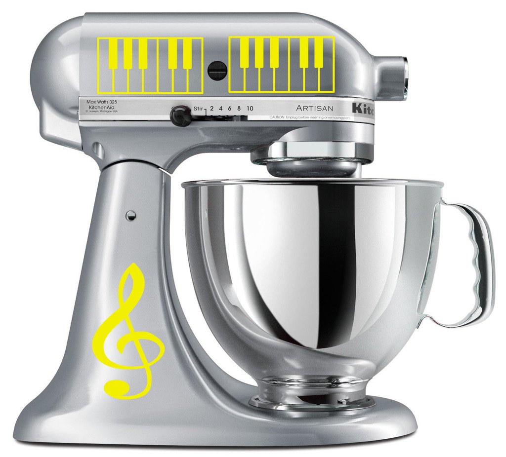 Treble Clef & Piano Keys Vinyl Decal Set for KitchenAid Mixers - Music Lover's Decorative Stickers - Dishwasher Safe & Removable - Perfect for Baking Enthusiasts & Home Decor