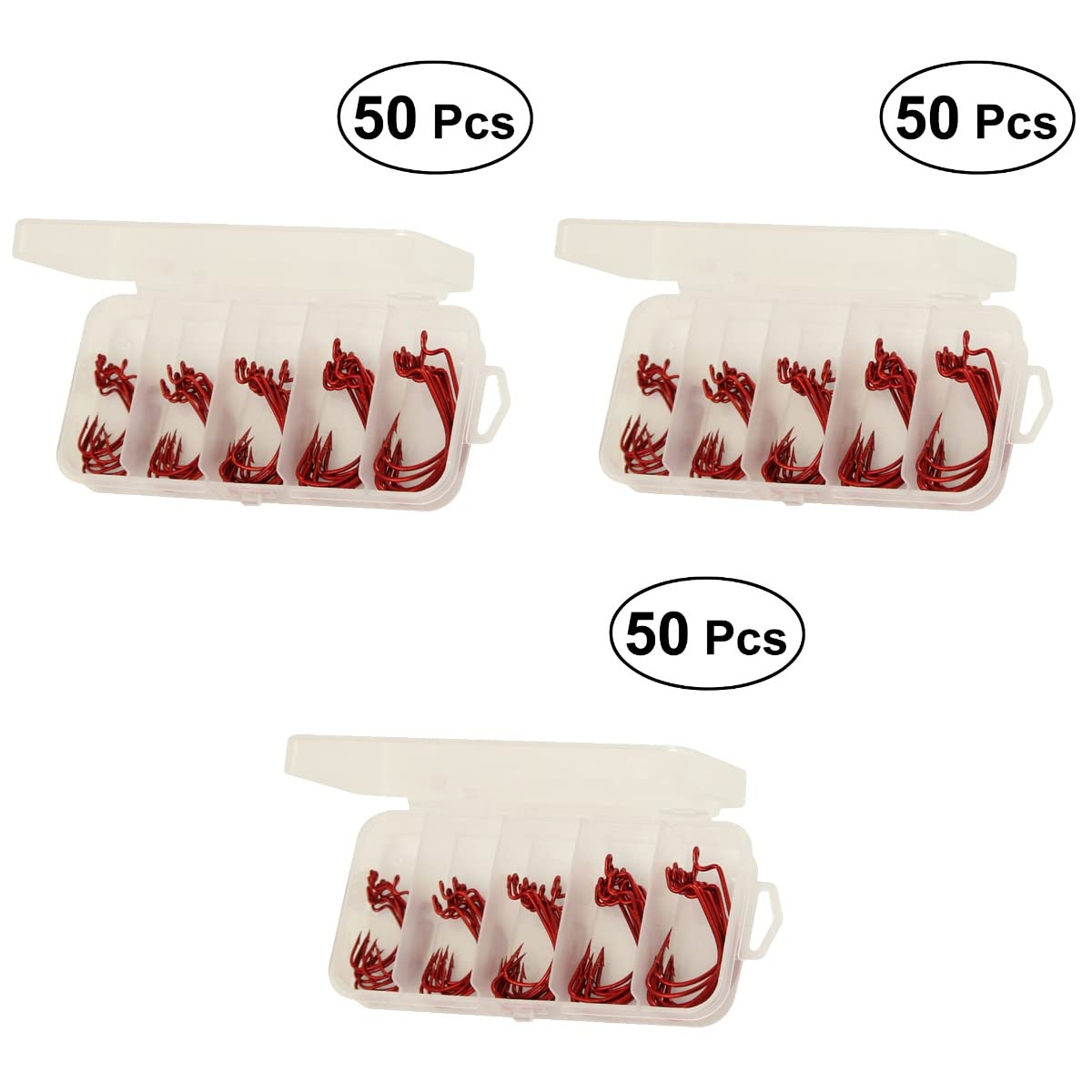 150 Pcs Carbon Steel Offset Fishing Hooks - Sharp & Durable for Freshwater & Saltwater Fishing - Ideal for Bass, Trout, and Catfish Angling