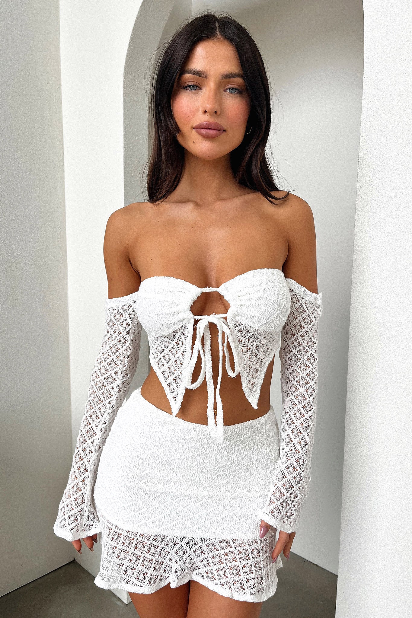 Devoted Mini Skirt in White | Women's Fashion Short Skirt for Casual Wear, Party & Date Night Outfits