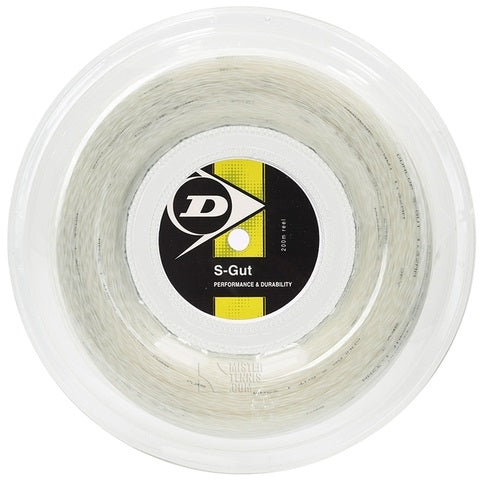 Dunlop Synthetic Gut 16/1.25 Tennis String Reel (White) - Premium Tennis Racket Strings for Durability & Performance | Perfect for Recreational & Competitive Players