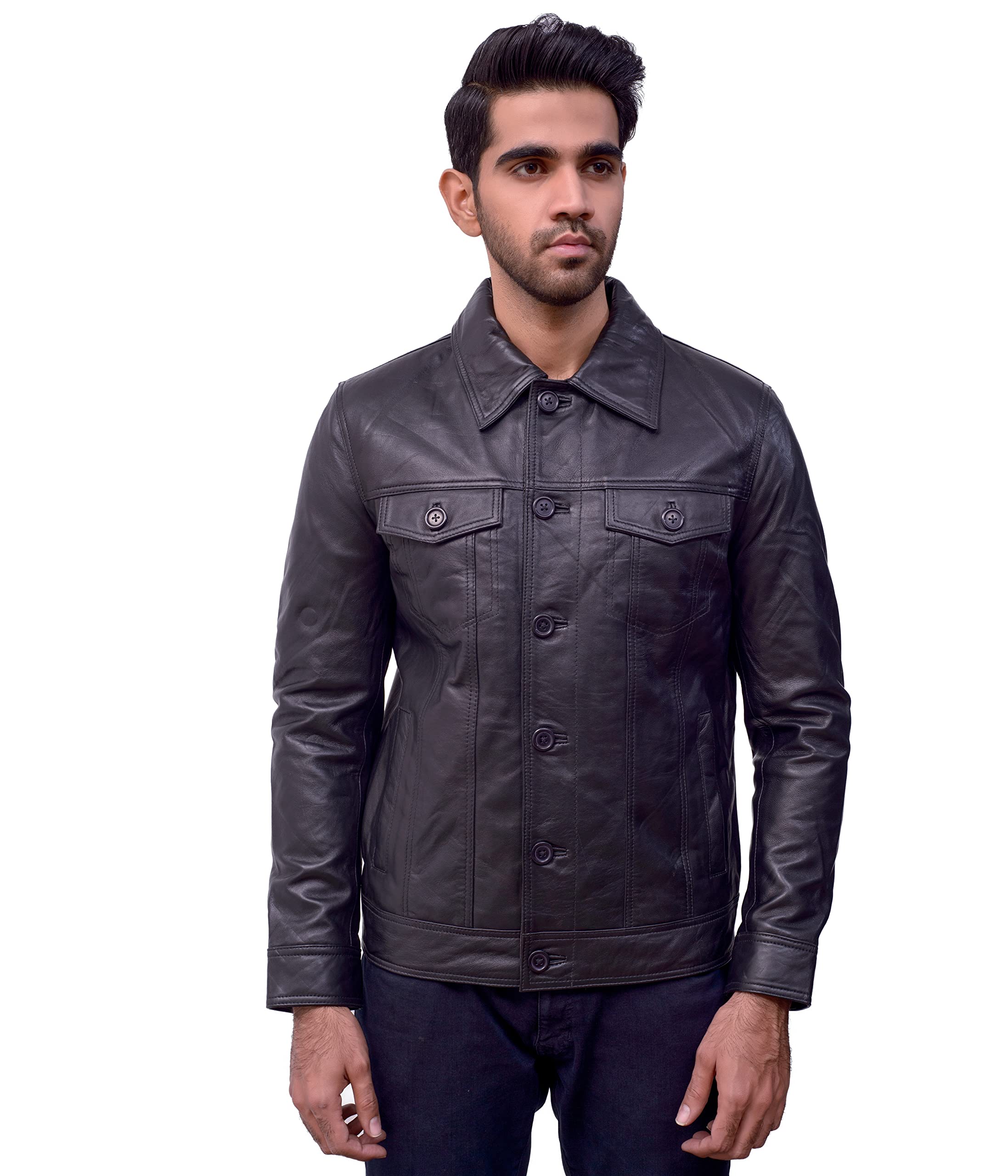 Men's Black Leather Jacket - Stylish Outerwear for Casual & Motorcycle Riding | Premium Faux Leather Biker Jacket for Men's Fashion & Winter Wear
