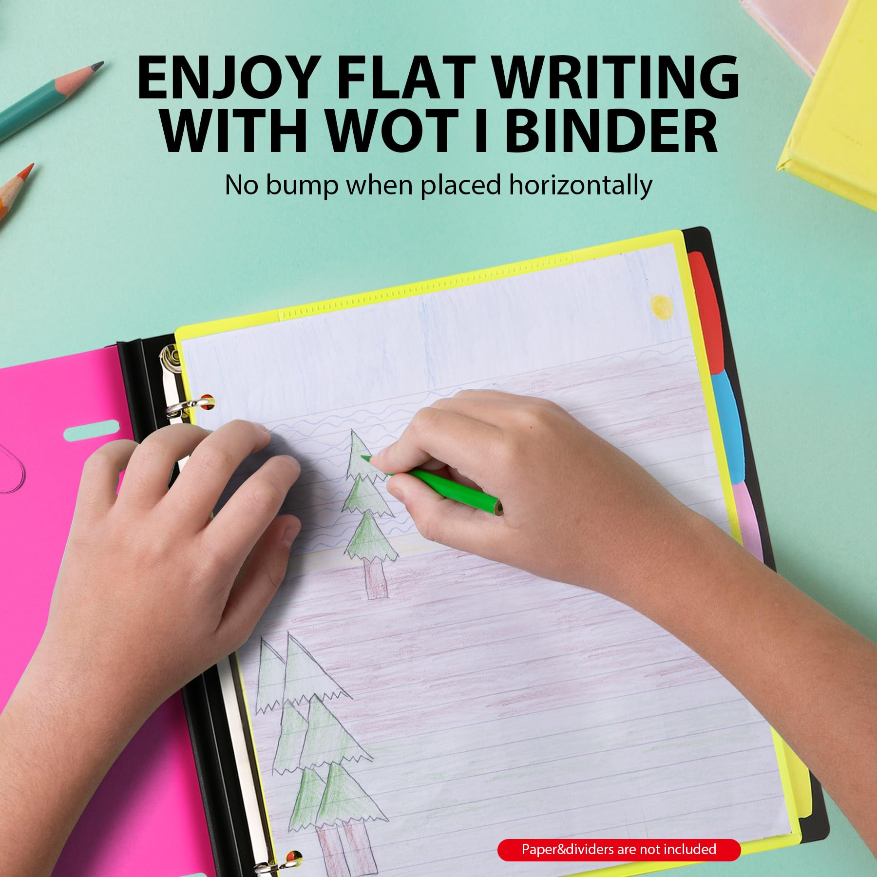 WOT I 0.75 Inch 3-Ring Binder Set of 4 - Expandable Spine Flexible Binders for School, Office & Home - Holds 160 Sheets 8.5x11 Paper in 4 Bright Colors - Perfect for Organizing Documents, Notes & Projects