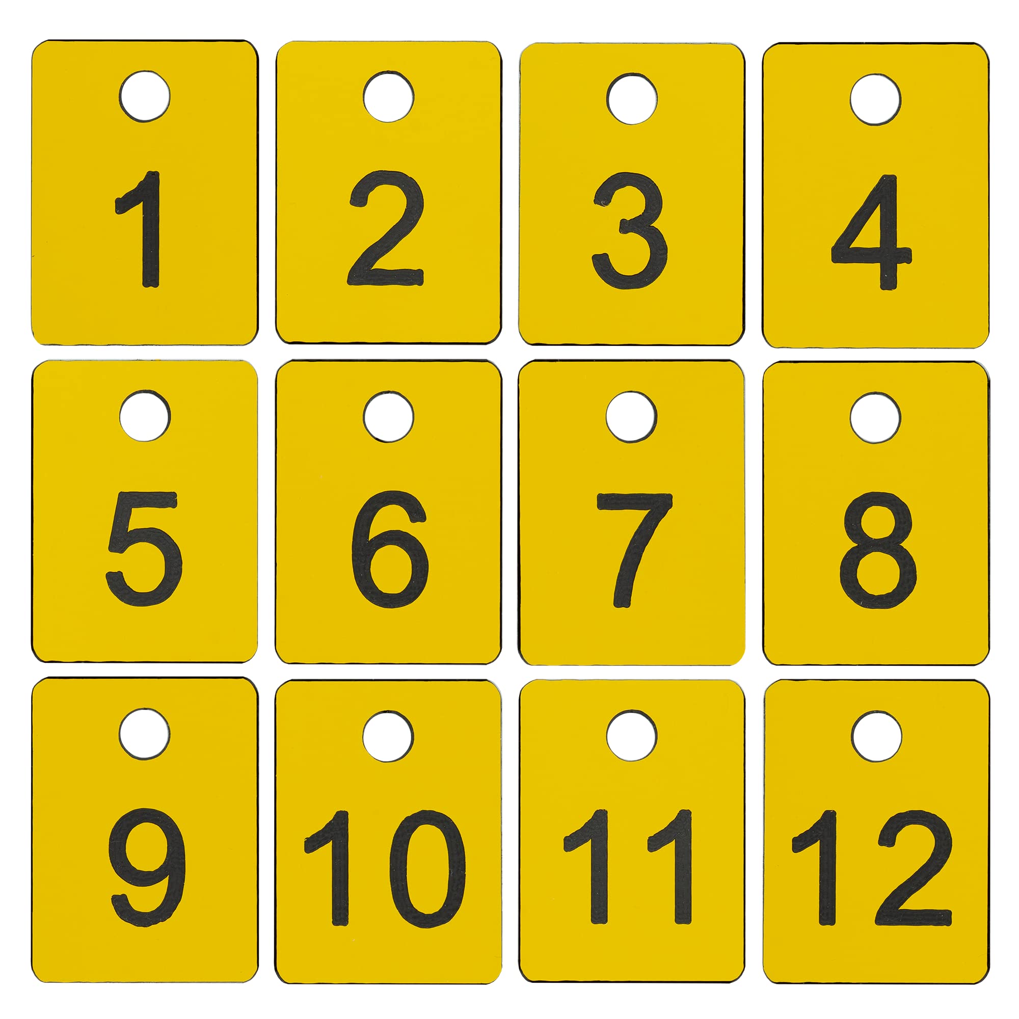 StayMax Plastic Numbered Tags 1-100, Rectangle Key Tags with Hole - Yellow | Ideal for Key Organization, Locker Tags, and Inventory Management