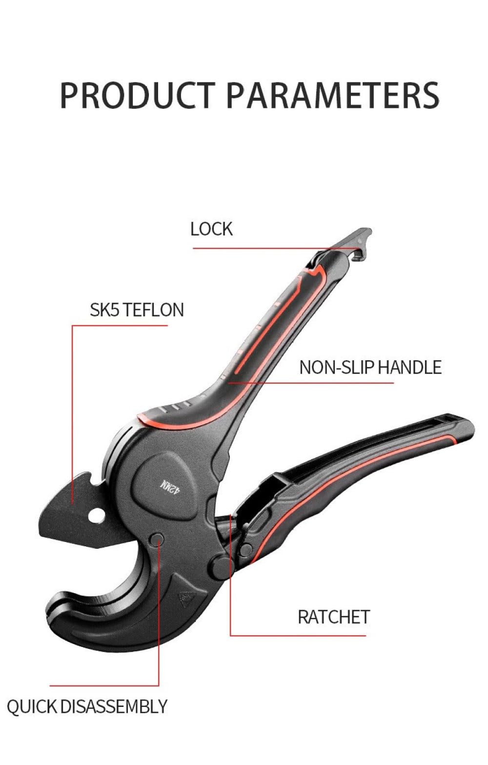 SK5 Ratchet Pipe Cutter - 63MM Heavy Duty Hose Scissors for PVC/PU/PP/PE Pipes | Professional Hand Tool for Plumbing, Irrigation & DIY Projects