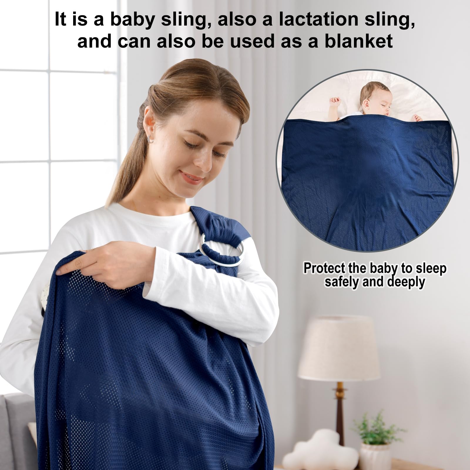 **Adjustable Lightweight Breathable Baby Sling Carrier – Waterproof Mesh for Summer, Swimming, Pool & Beach – Newborn to Toddler Front Chest Wrap – Perfect Baby Shower Gift (Dark Blue) – Ideal for Travel, Errands & Hands-Free Parenting**