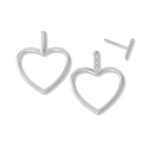 Elegant Large Polished Heart Outline Front/Back Earrings for Women - Perfect for Valentine's Day, Anniversary Gifts & Romantic Date Nights