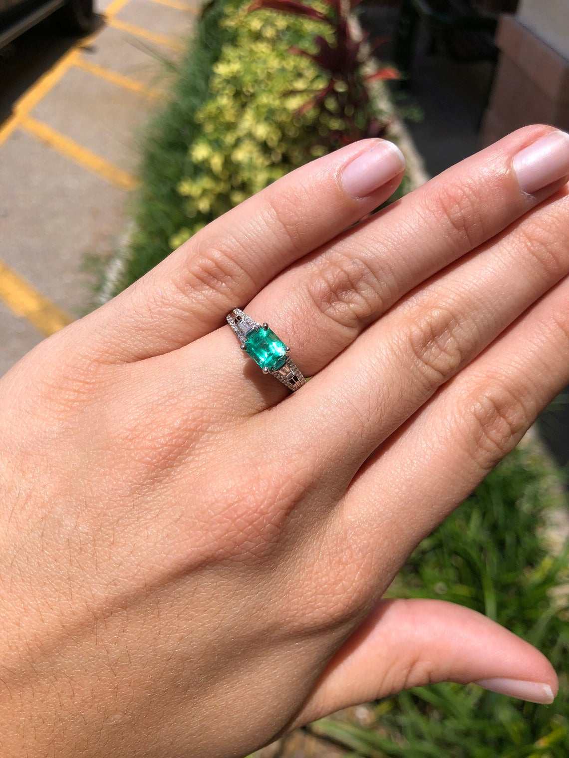 1.68tcw Colombian Emerald Solitaire Ring with Diamond Accents in 14K Gold - Perfect for Engagement, Anniversary & Special Occasions