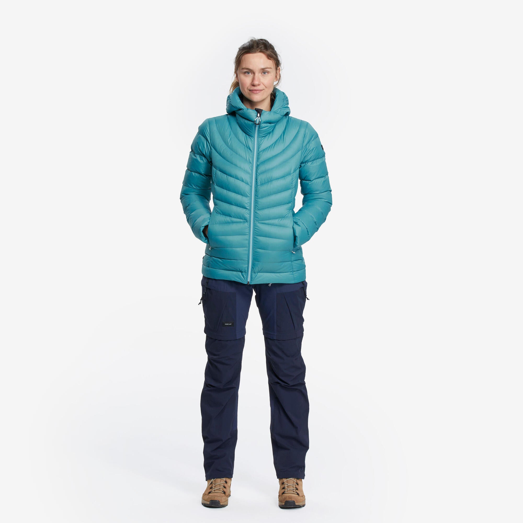 Forclaz Women's MT500 Hooded Down Puffer Jacket - Lightweight Winter Coat, Waterproof Windproof Insulated Jacket for Hiking, Skiing & Outdoor Activities