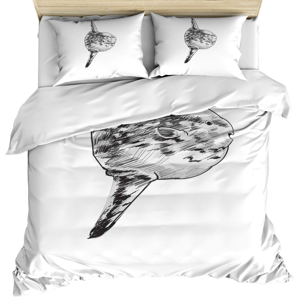 Ocean Killer Whale Full Duvet Cover Set - 3 Piece Reversible Microfiber Bedding with 2 Pillowcases | All Season Comfort for Home, Guest Room & Vacation Rental | Soft, Durable & Easy Care