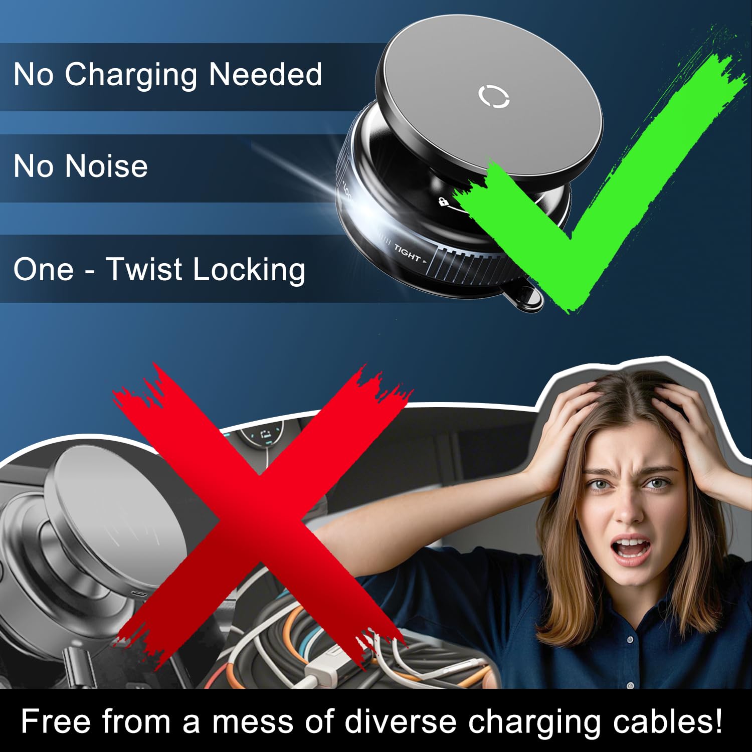 2025 Upgraded Vacuum Magnetic Phone Holder for Car - 360° Rotatable Magnetic Suction Cup Phone Mount for iPhone & Android - Perfect for Gym, Makeup, Driving & Office Use - Compatible with MagSafe & All Smartphones
