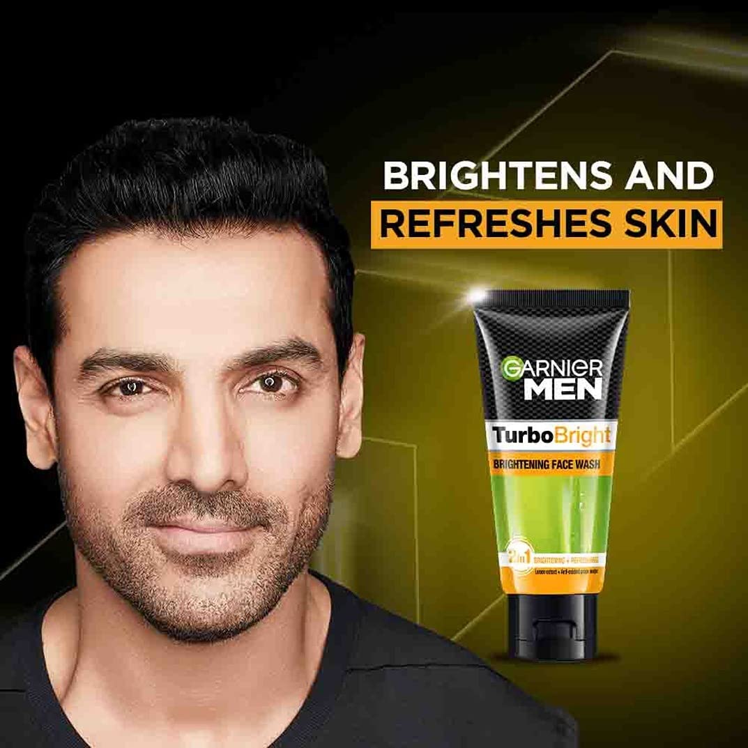 Garnier Men Turbo Bright Anti-Dark Circles Fairness Face Wash 50g - Brightening & Hydrating Facial Cleanser for Men with Dark Spots - Perfect for Morning & Night Skincare Routine