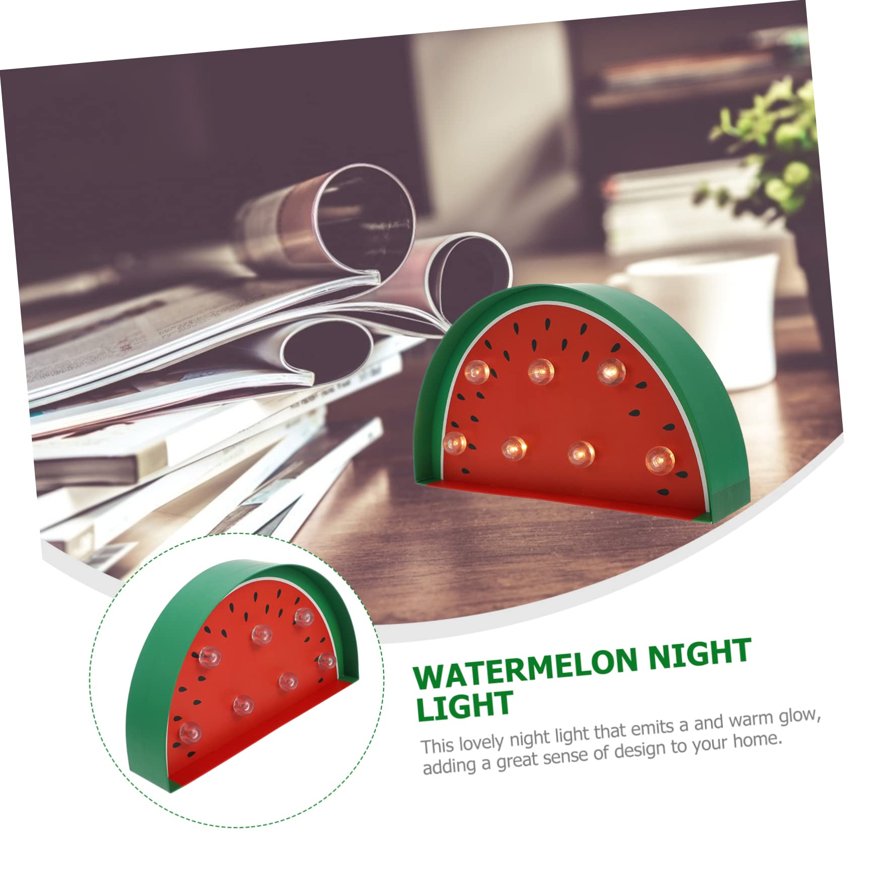 HEMOTON 3D Fruit Shaped LED Night Light - Set of 3 Cartoon Table Lamps (Watermelon Design) for Kids Room, Nursery, Bedroom Decor | Energy Efficient & Eye-Catching Neon Glow