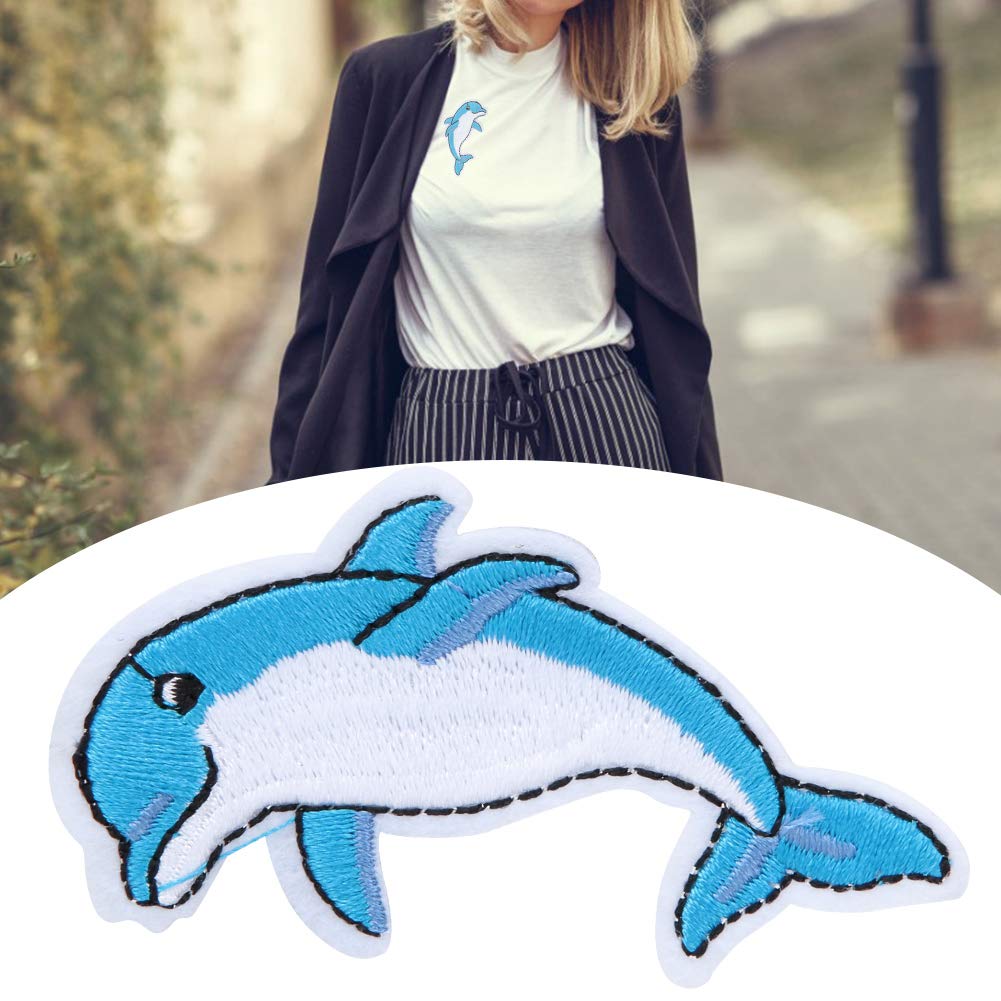 Cute Dolphins Sewing Patches - Iron On & Stitch On Clothes Decorative Stickers for DIY Crafts, Kids Clothing, Jeans & Backpack Customization