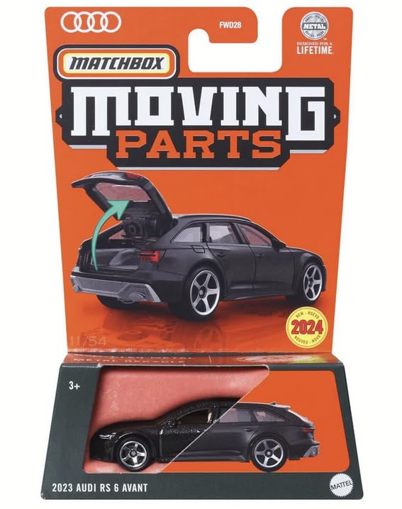 2023 Audi RS 6 Avant Gray Die-Cast Car - Matchbox Moving Parts Collectible Toy for Kids & Adults - Perfect for Playtime, Display & Car Enthusiast Collections