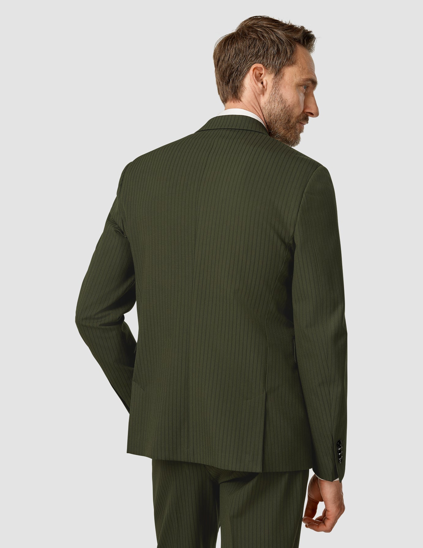 Essential Blazer Regular Fit Moss Green Pinstripe - Perfect for Office Wear & Business Casual Outfits