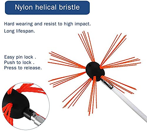SWEPART Chimney Sweep Brush Kit - Electric Rotary Drill Drive Chimney Cleaning System with Nylon Flexible Rods (12M) for Fireplace, Pellet Stove & Wood Stove Maintenance - Perfect for Home Chimney Cleaning and Fireplace Maintenance