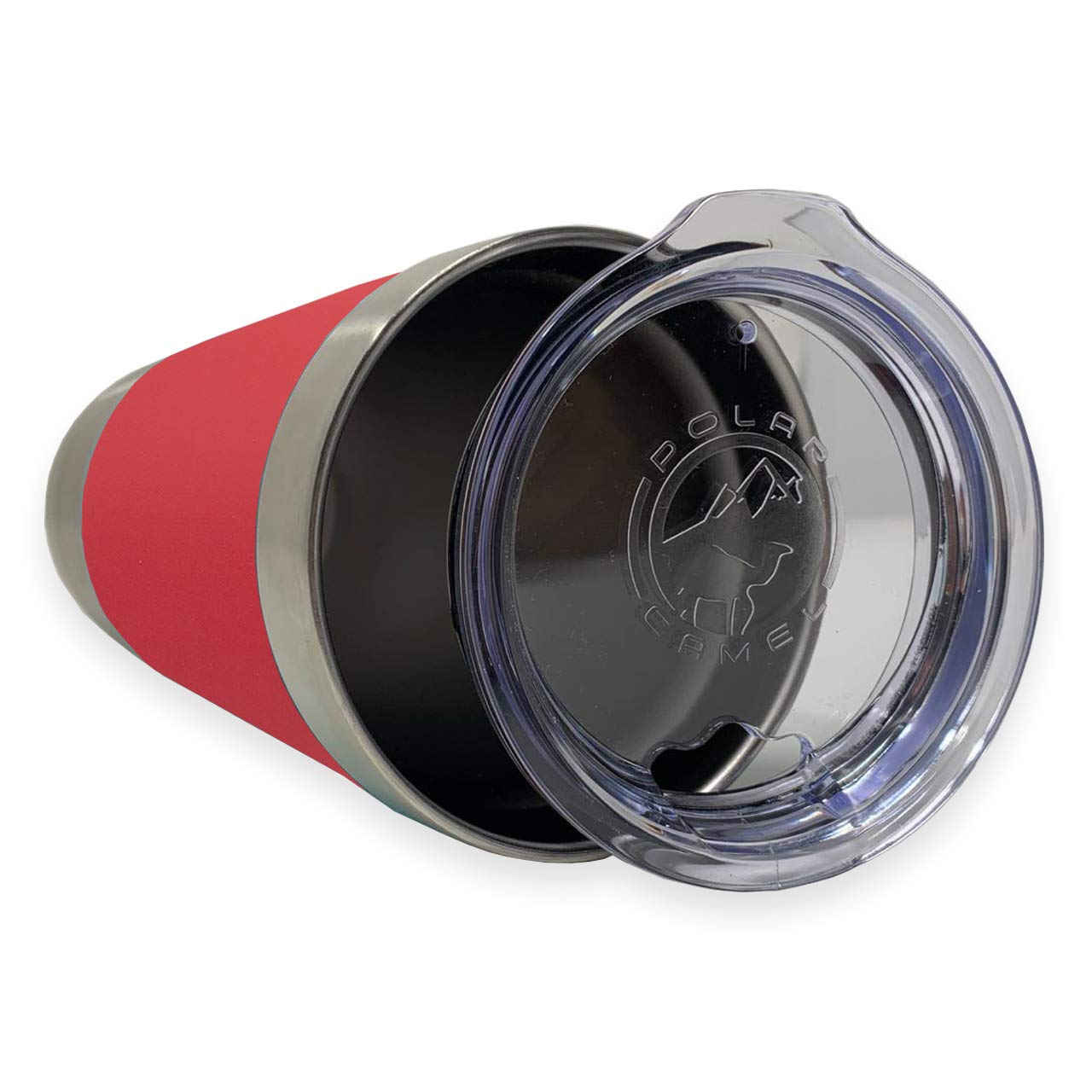 LaserGram 20oz Vacuum Insulated Stainless Steel Tumbler Mug with Silicone Grip - Custom Engraved Bowling Ball & Pins Design (Red) - Perfect for Coffee, Tea & Cold Drinks at Home, Office or Gym