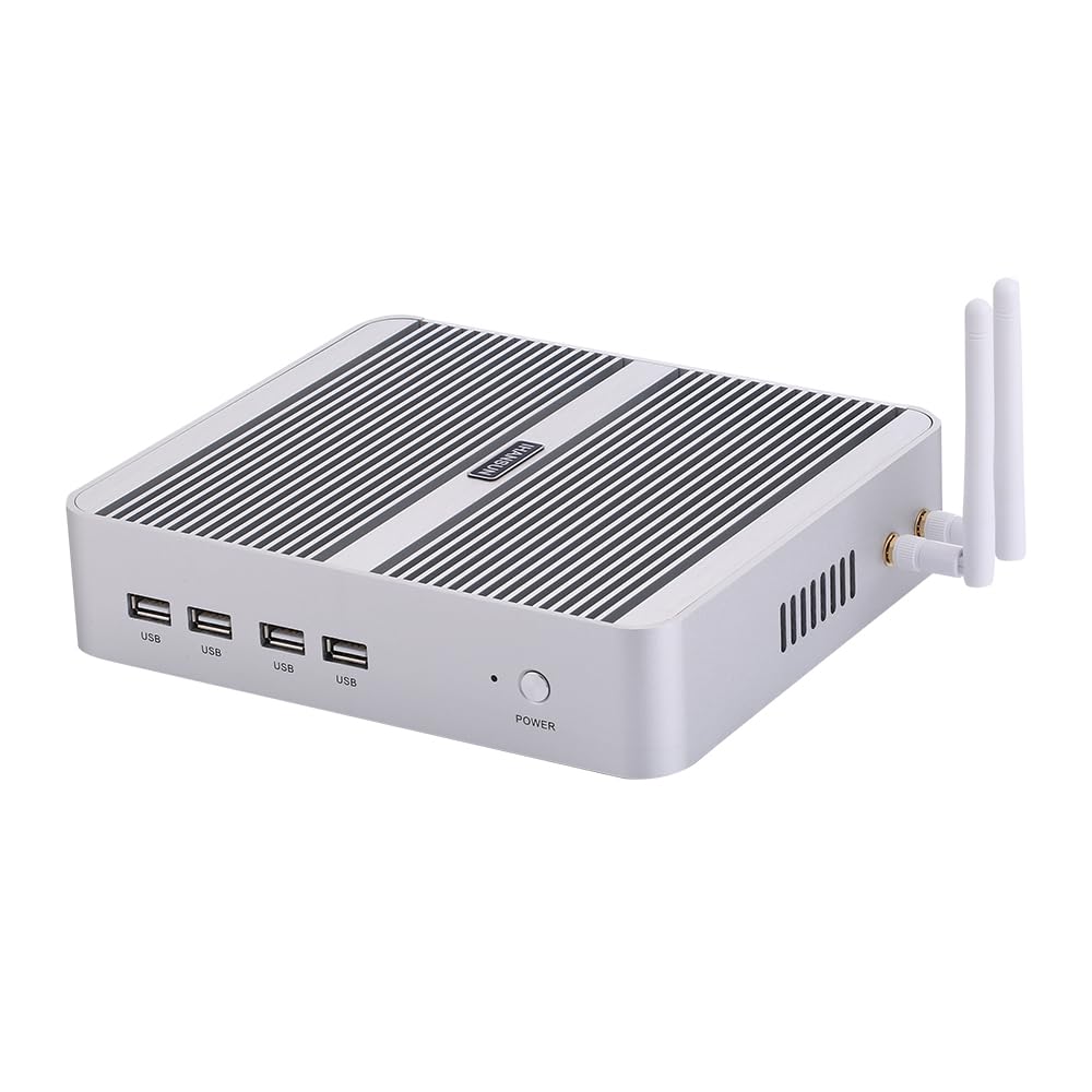 HUNSN Fanless Mini PC - Intel Core i5 1235U, 64GB RAM, 256GB SSD + 1TB HDD, Windows 11/Linux Ubuntu, HDMI/VGA, 8 USB Ports - Compact Desktop Computer for Home Theater, Office Work & Gaming