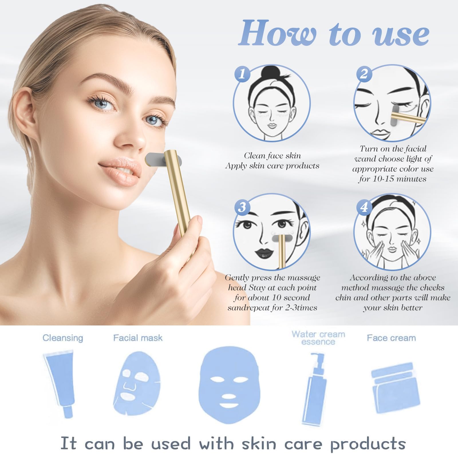Red Light Therapy Face Massager - 7 Color LED Facial Light Therapy Device for Skin Rejuvenation & Anti-Aging | At-Home Skincare Tool for Wrinkle Reduction & Glowing Complexion | Perfect for Daily Facial Care & Relaxation Routine