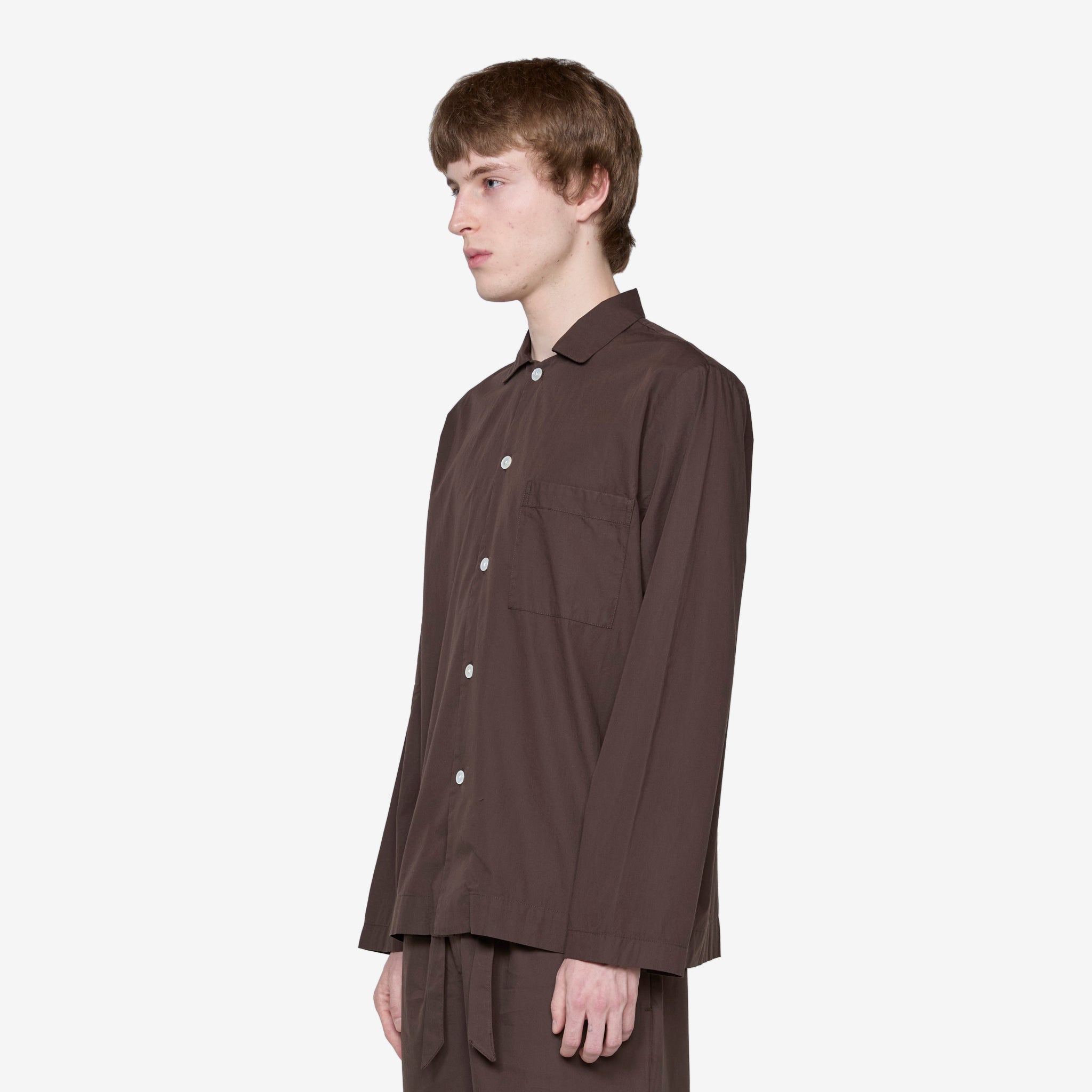 Premium Cotton Poplin Pajama Shirt in Coffee Brown - Soft & Breathable Sleepwear for Men & Women - Perfect for Lounging, Bedtime & Relaxing at Home