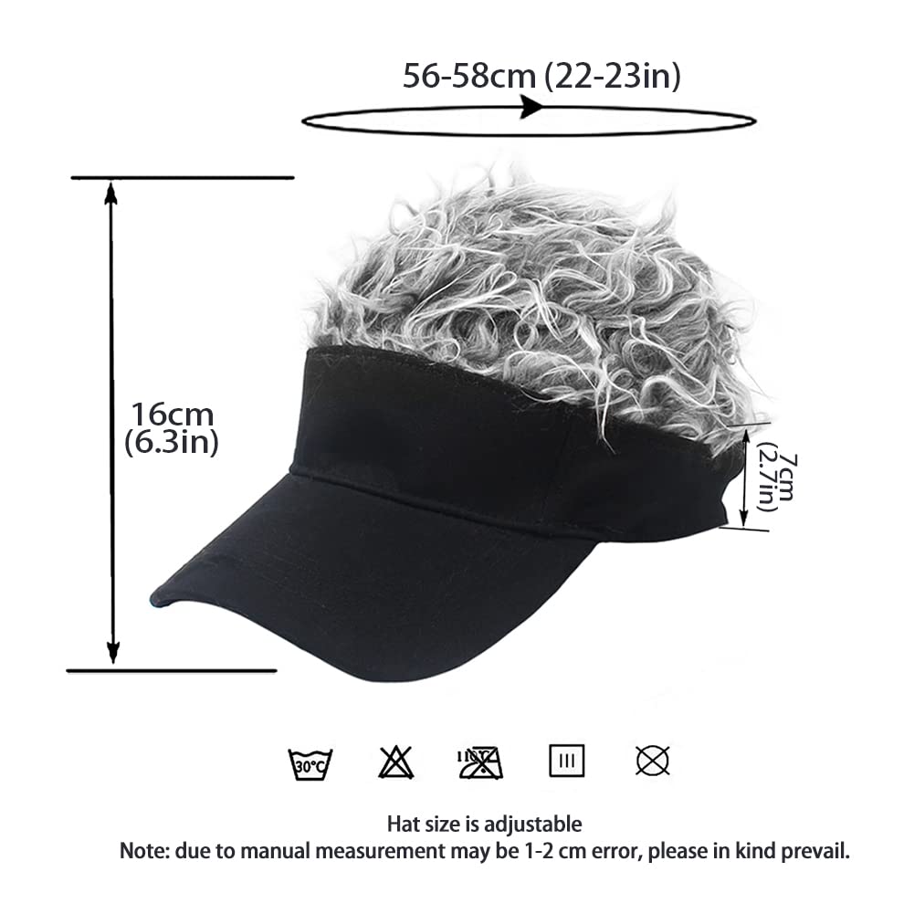 Malaxlx Men's Adjustable Visor Cap with Fake Hair - Breathable Baseball & Golf Hat for Sun Protection - Perfect for Outdoor Sports, Running, and Summer Fashion